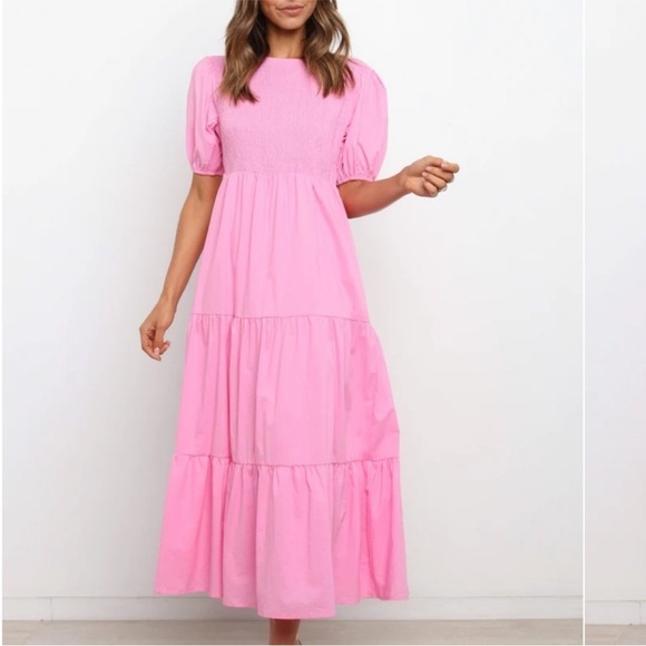 Petal & Pup Dresses & Skirts - Petal & Pup Tiered Linen Maxi Dress Pink size 4
